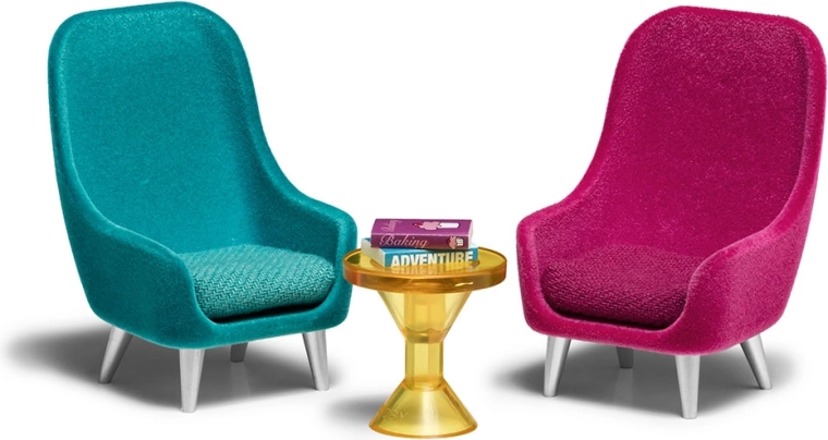 Lundby set met fauteuils en tafeltje voor het poppenhuis
