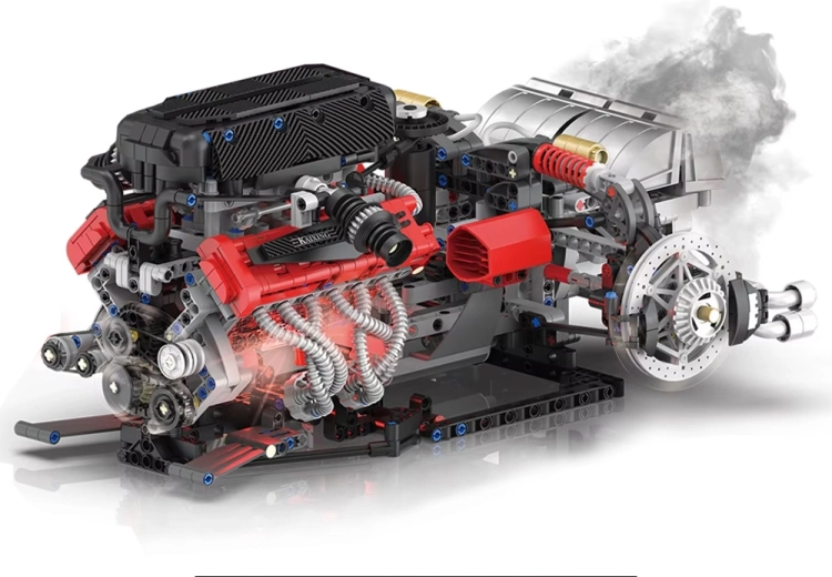 Realistische V12-motor met functionele mechanismen