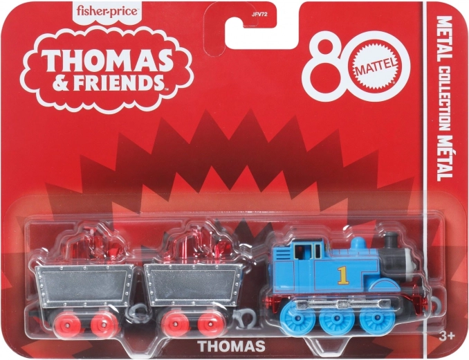 Tomek en vrienden 80e jubileum – metalen locomotief met 2 wagonnetjes