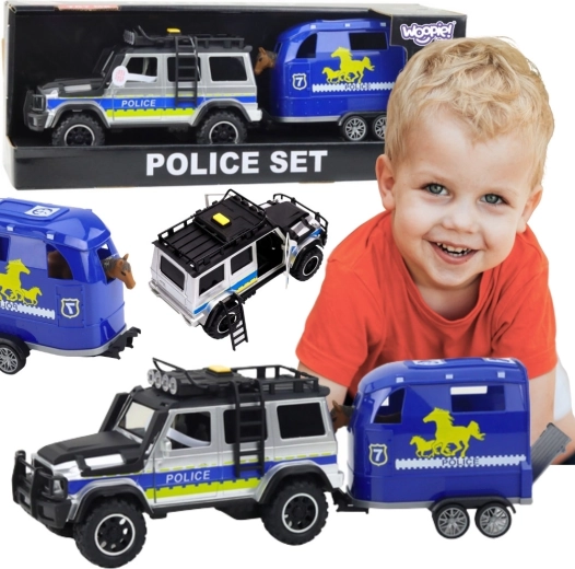 WOOPIE politie-terreinwagen met paardenaanhanger