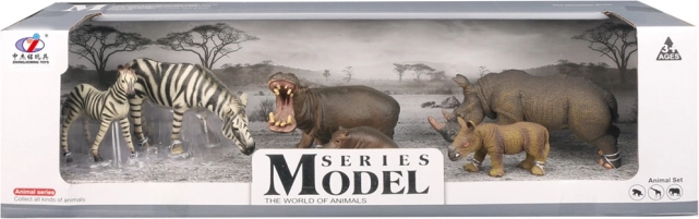 Set dierfiguren – zebra’s, nijlpaarden en neushoorns