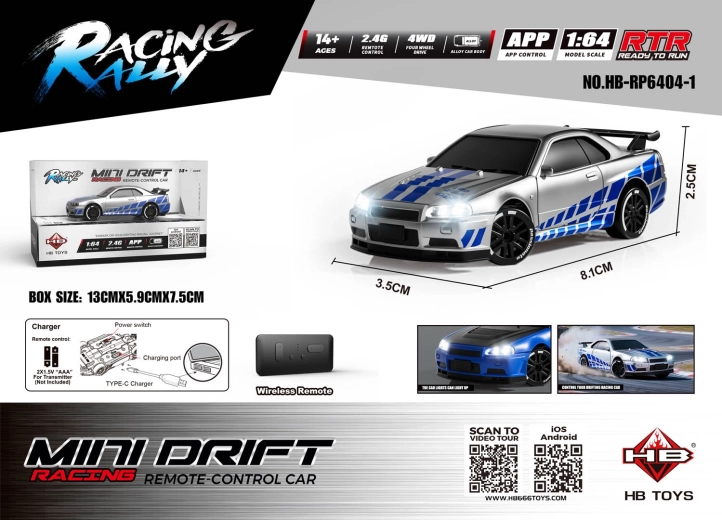 Op afstand bestuurbare auto Mini Drift SmokeRacer zilver