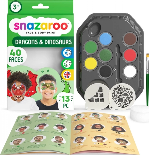 SNAZAROO Set van 8 gezichtskleuren - Draken en dinosaurussen