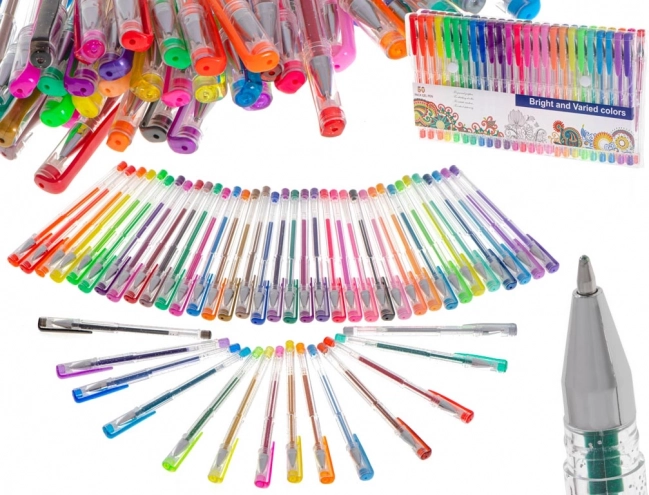 Set gelpennen met glitter, 50 stuks