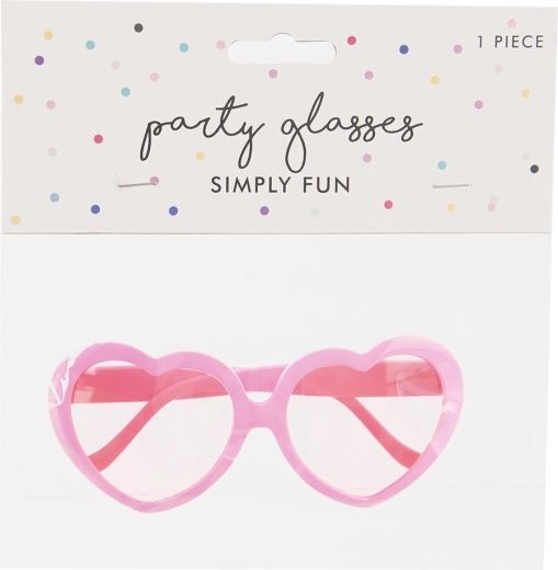 Roze partybril in hartvorm 14 × 6 cm