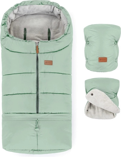 Winterset Petite&Mars: voetenzak Jibot 3-in-1 en kinderwagenhandschoenen Jasie pale eucalypt