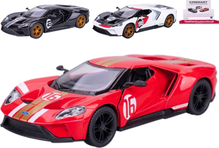 Kinsmart metalen model Ford GT Heritage Edition 1:38 met terugtrekmotor