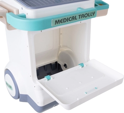 Verrijdbare kar met twee niveaus en opbergruimte