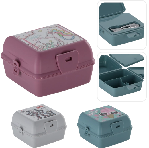 Lunchbox 1300 ml – lichtblauw met print