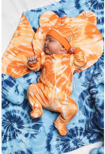 Blauw katoenen baby mutsje Nicol Tomi – Oranje 62