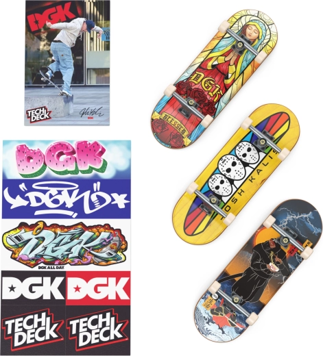 Drie DGK-fingerboards klaar voor trucs