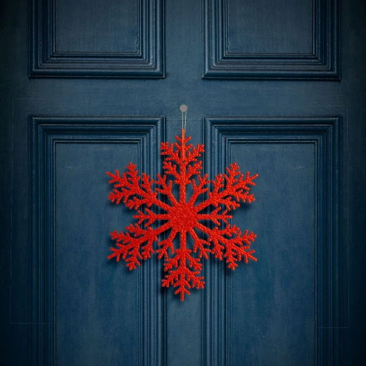 Kersthangdecoratie sneeuwvlok rood 31 cm