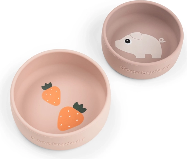 Done by Deer set siliconen schaaltjes Pigee roze 2 stuks