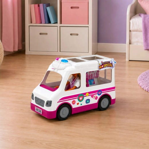 Grote ambulance met licht en geluid