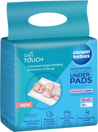 Canpol babies multifunctionele hygiënische onderleggers 33 × 45 cm, 20 stuks