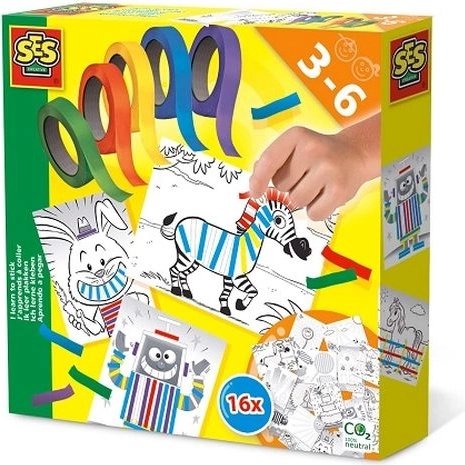 SES Ik leer plakken met tape – set met 16 afbeeldingen