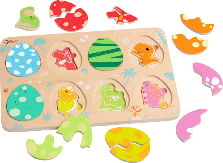 Drielagenpuzzel met dinosaurussen