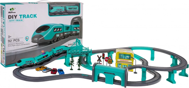 Treinbaan met station en accessoires, 92 delen