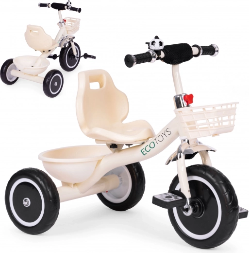Kinderdriewieler met mandje en bel, beige, ECOTOYS