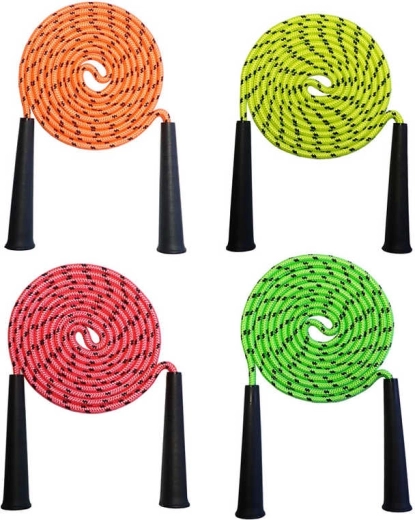 Acra neon kinder springtouw 2 m met plastic handgrepen - 1 stuk