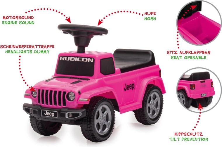 Roze loopauto Jeep Gladiator voor kinderen