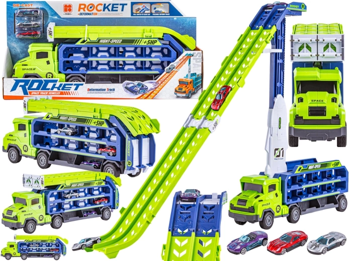 Transporter met lanceerhelling – vrachtwagen en 3 autootjes