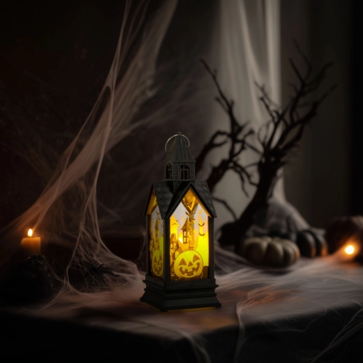 Halloween-verlichtingsdecoratie in de vorm van een pompoen met gele led