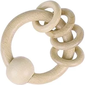 Houten rammelaar ring met ringetjes Heimess Nature