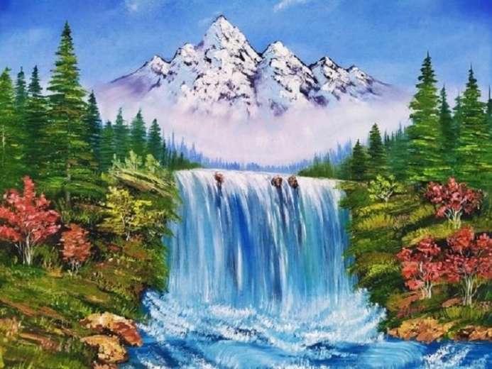Norimpex diamant schilderen Berg boven de waterval in de herfst 30 × 40 cm
