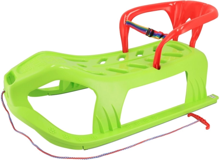 Kunststof slee met rugleuning Baby Mix Snow Star groen