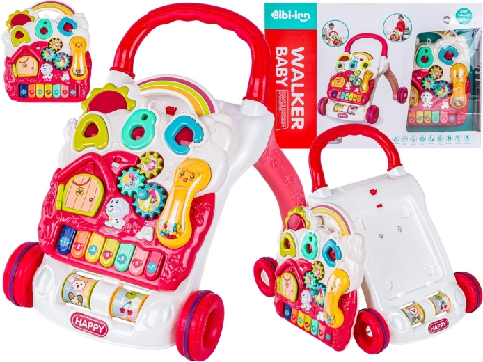 Educatieve kinderloopwagen met muziekpaneel rood