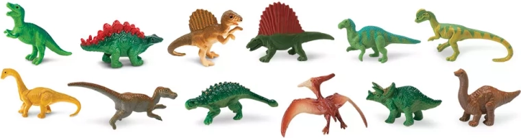 12 gedetailleerde mini-dinosaurussen in één tuba