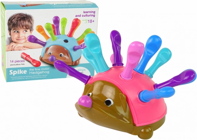 egeltje inlegpuzzel roze met kleurrijke stekels