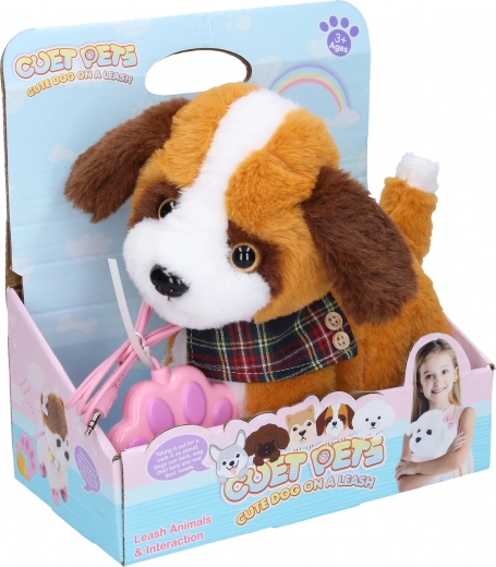 Lopende pluchen hond met effecten aan kabel 22 cm