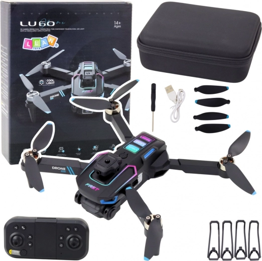 Drone LU60 met dubbele HD-camera en LED-verlichting zwart