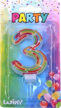 Partykaars cijfer 3 met strepen
