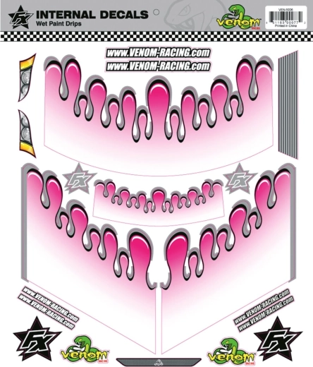 Jamara binnenste graphics decor wet paint drops roze voor Venom Racing