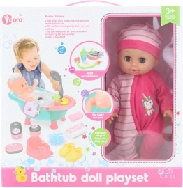 baby met badje en accessoires 28 cm met geluid