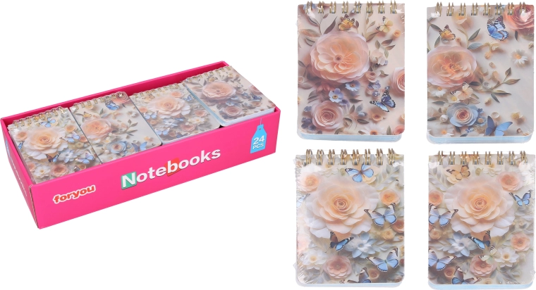 Spiraalgelinieerd notitieboekje Bloemen - 1 stuk