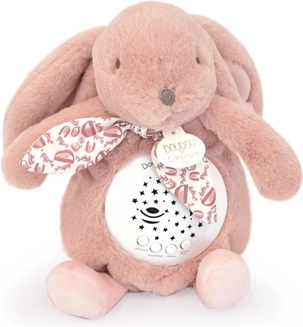 Doudou speeldoos met projectie – Konijntje roze