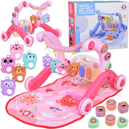 educatieve speelmat 3-in-1 met loopwagen, piano en hangspeeltjes