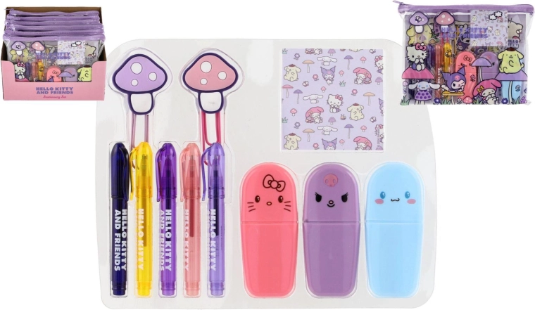 Hello Kitty en vrienden grote schoolset met paddenstoelenmotief