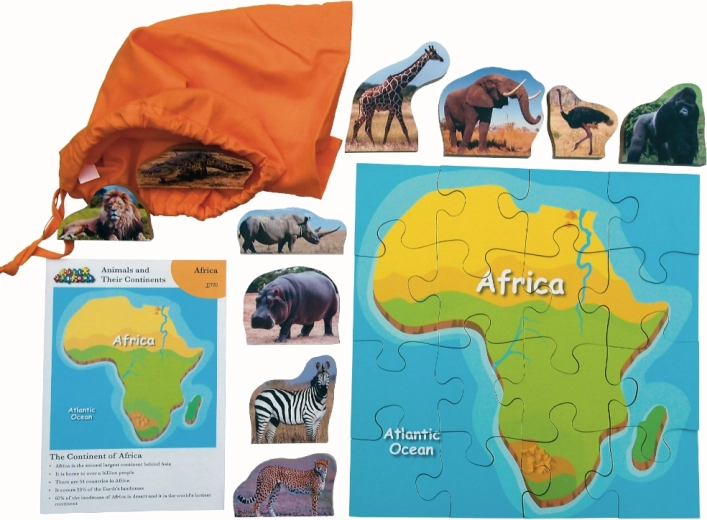 Houten puzzel Afrika en zijn dieren