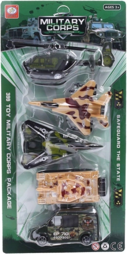 Militaire set voertuigen en vliegtuigen 5 stuks