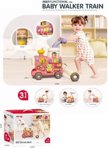 loopwagen en loopfiets treintje 3-in-1 roze