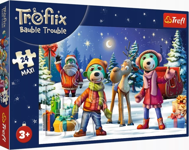Puzzle Trefl – Familie Treflik: we bouwen een sneeuwpop, 24 stukjes
