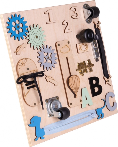 Houten manipulerend en sensorisch bord 30 × 30 cm