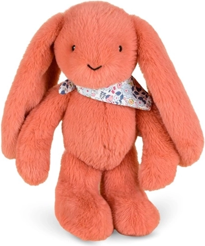 Doudou pluchen konijntje met gebloemde sjaal terracotta 35 cm
