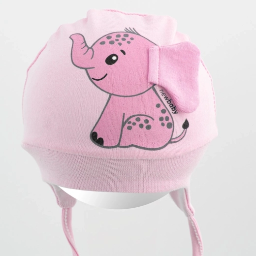 Katoenen baby mutsje New Baby Happy Elephant roze