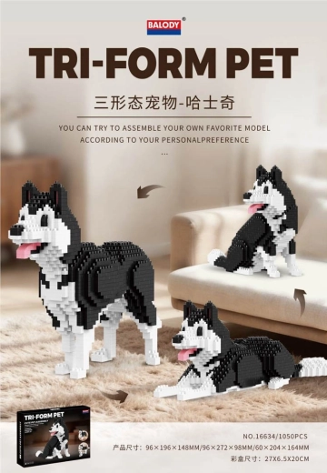 Bouwset huskyhond 3-in-1, 1050 onderdelen